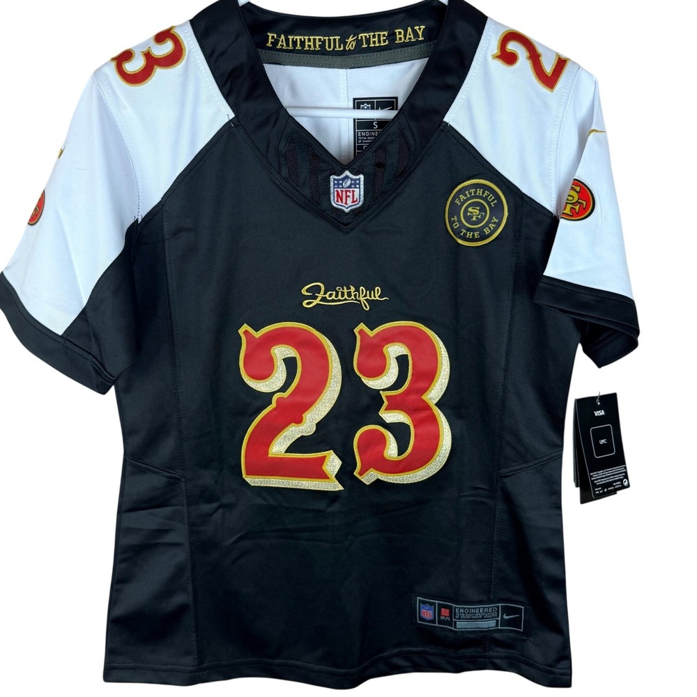 Nike San Francisco 49ers Christian McCaffrey 23 Jersey Kids Small Black White